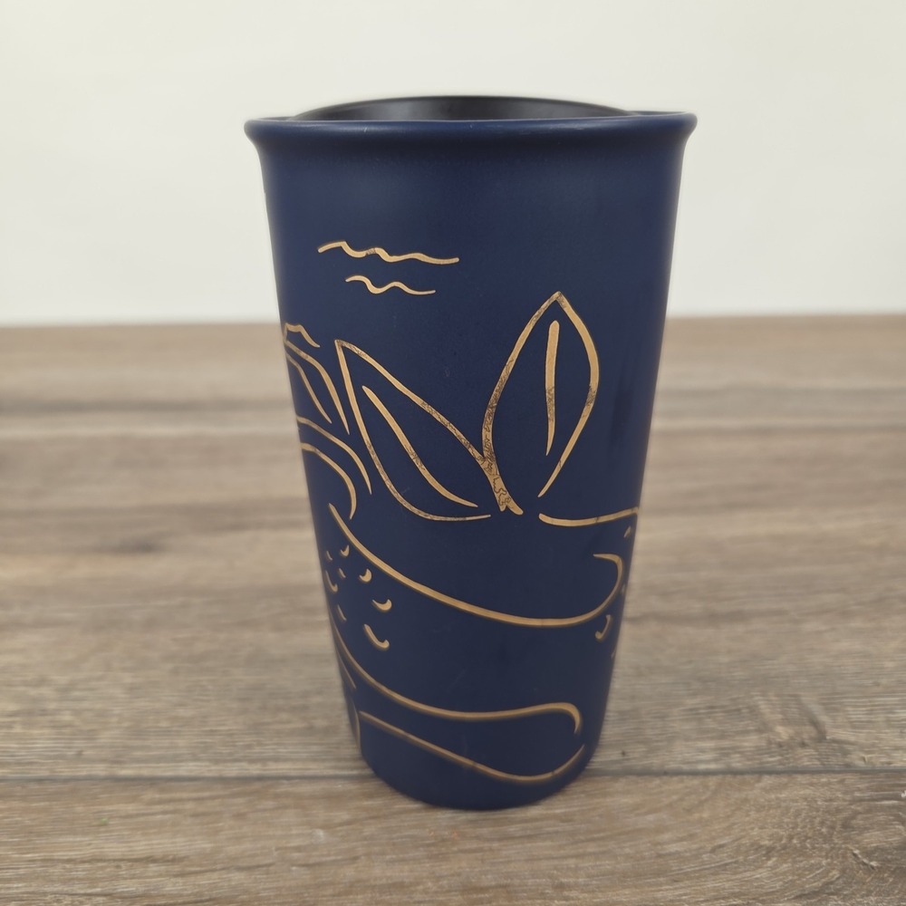 Starbucks 2017 Navy Blue Siren Mermaid Ceramic Tumbler Mug 12oz Anniversary - Picture 3 of 11